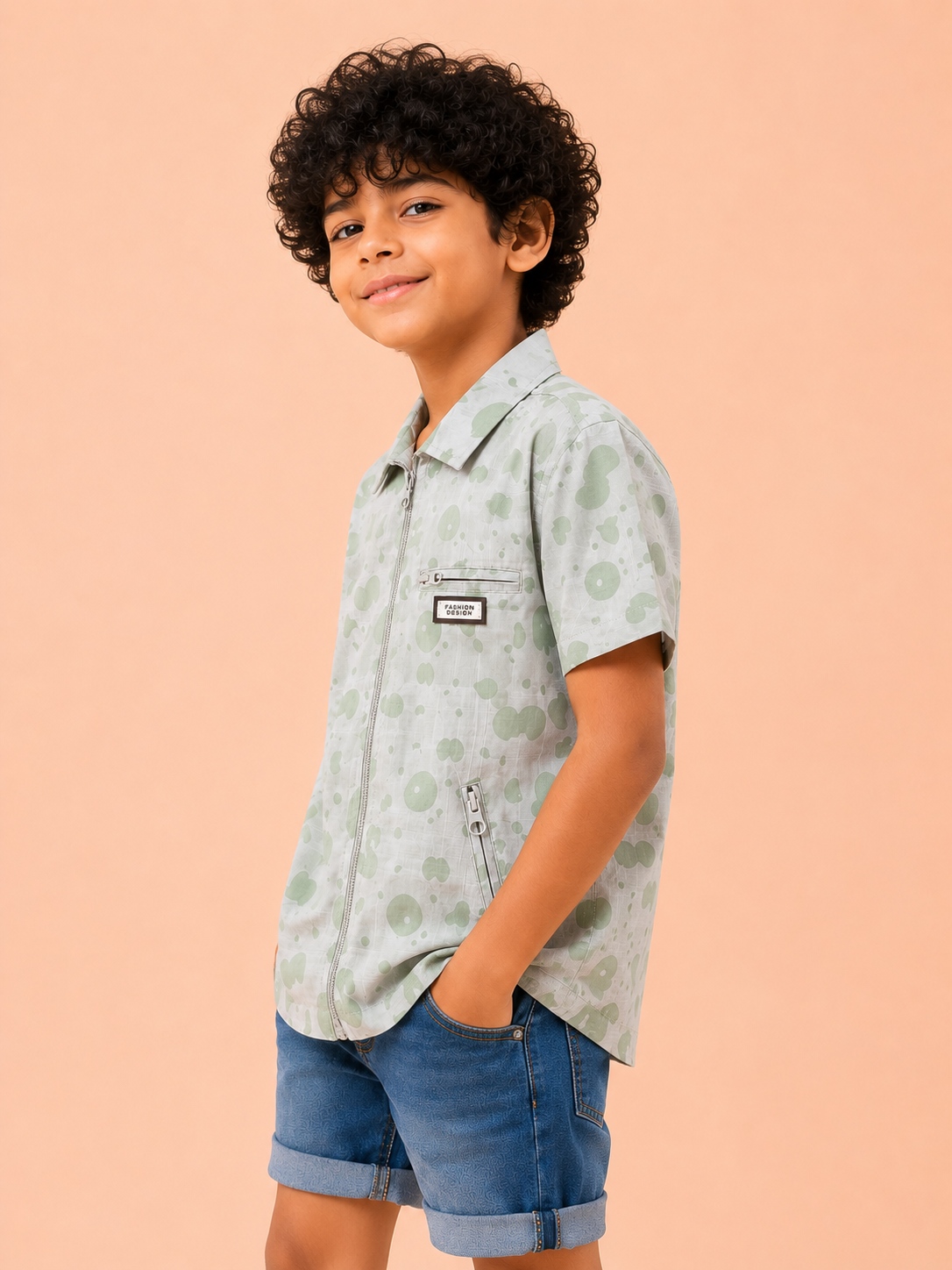Boys Mint Printed Short Sleeved Soft Cotton Kids Fashion Wear BloomUp