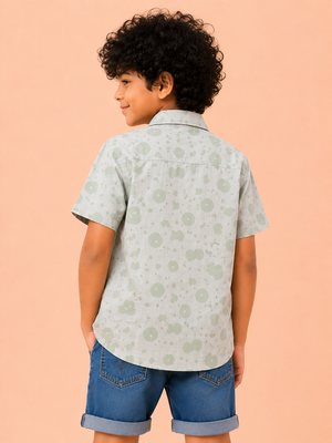 Boys Mint Printed Short Sleeved Soft Cotton Kids Fashion Wear BloomUp