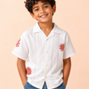 Boys Off White Embroidered Casual Shirt – Half Sleeve Summer Shirt
