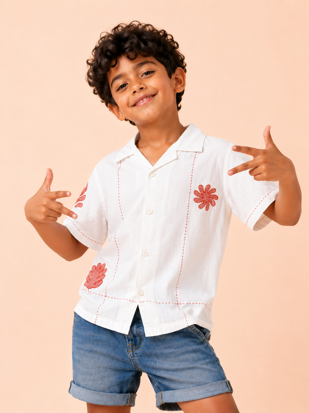 Stylish Boys Off White Short Sleeved Soft Cotton Kids Fashion Wear BloomUp