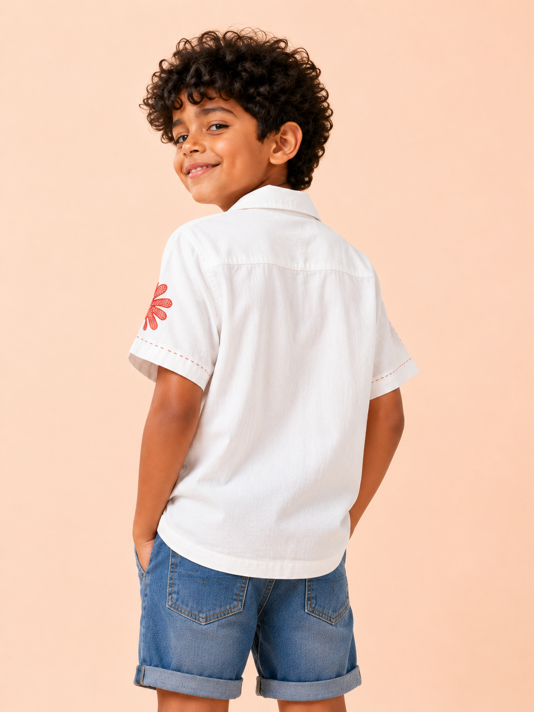 Stylish Boys Off White Short Sleeved Soft Cotton Kids Fashion Wear BloomUp