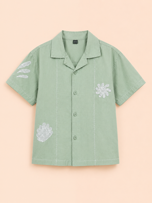 Boys Pista Green Short Sleeved Soft Cotton Kids Fashion Wear BloomUp