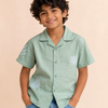 Boys Pista Green Embroidered Casual Shirt – Half Sleeve Summer Shirt