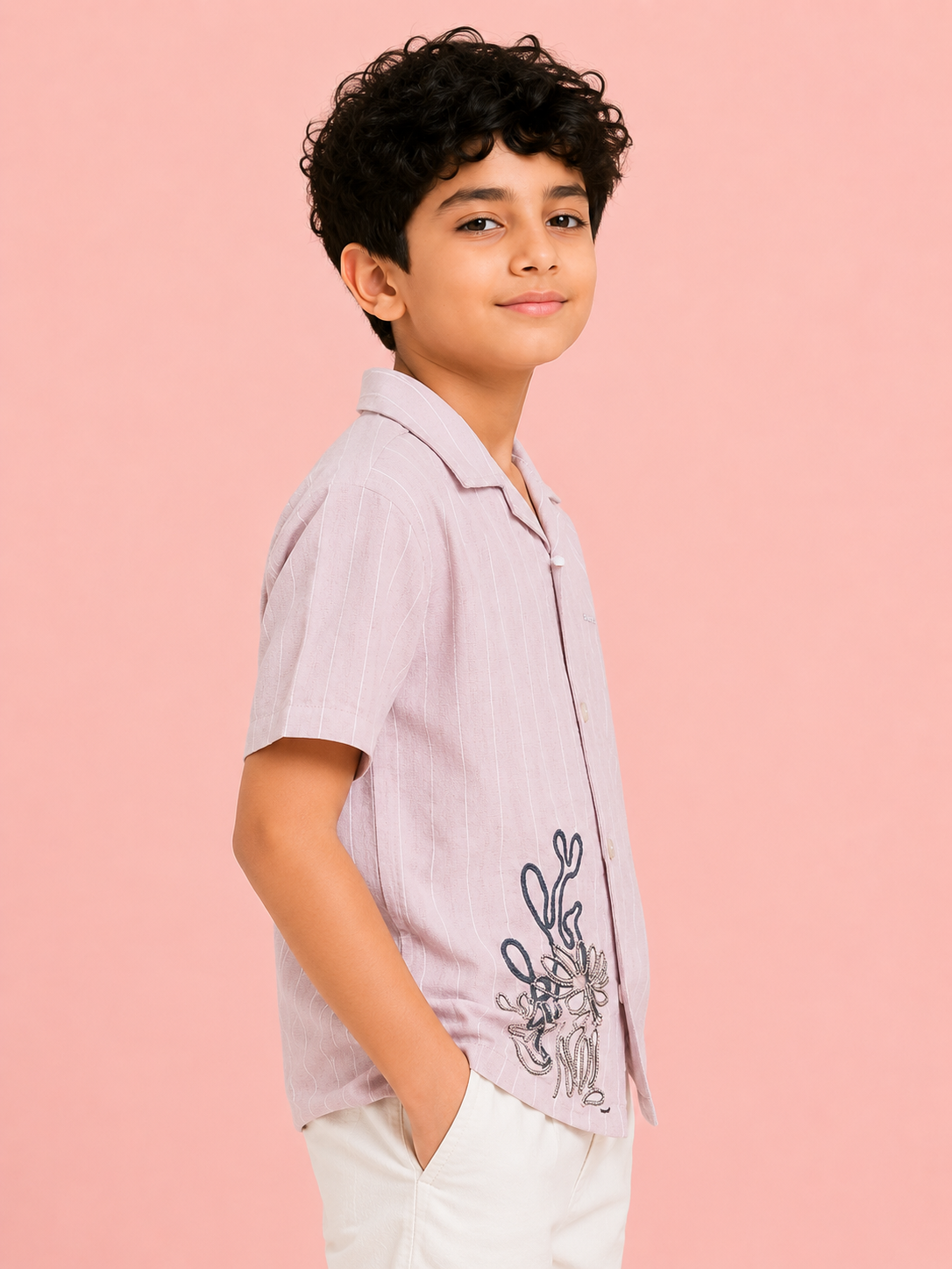 Peach Casual Summer Boys  Soft Cotton Kids Fashion Wear BloomUp