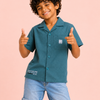 Boys Aqua Blue Textured Casual Shirt – Half Sleeve Summer Shirt