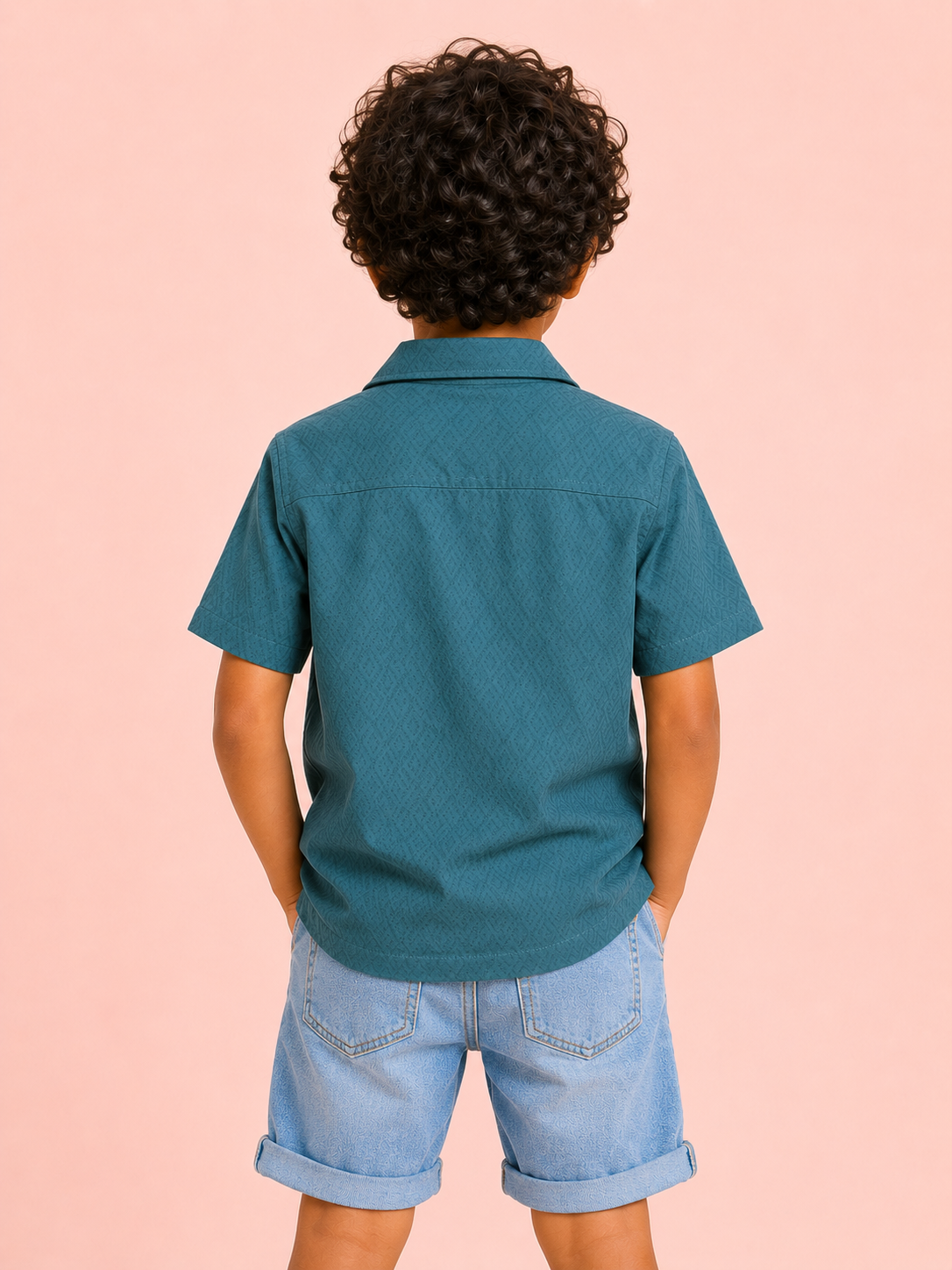 Boys Teal Short Sleeved Button Soft Cotton Kids Fashion Wear BloomUp