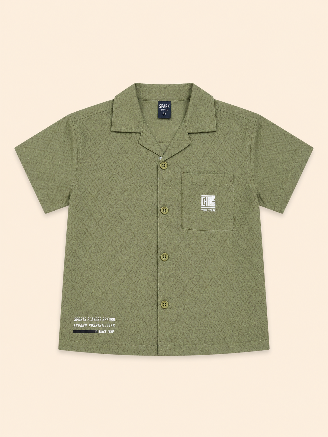 Boys Olive Short Sleeved Button Soft Cotton Kids Fashion Wear BloomUp