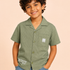 Boys Sage Green Textured Casual Shirt – Half Sleeve Summer Shirt