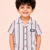 Boys White & Chocolate Brown Striped Casual Shirt – Half Sleeve Summer Shirt