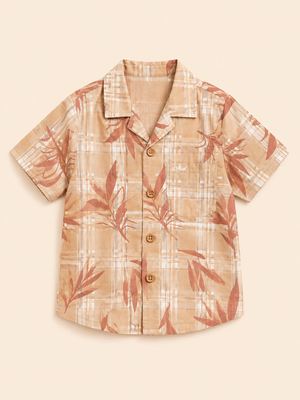 Boys Peach Tropical Printed Short Soft Cotton Kids Fashion Wear BloomUp
