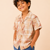 Boys Beige Tropical Printed Shirt – Casual Half Sleeve Summer Shirt