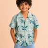 Boys Pista Green Tropical Printed Shirt – Casual Half Sleeve Summer Shirt