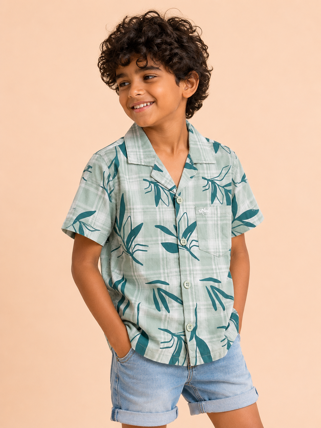 Boys Mint Tropical Printed Short Soft Cotton Kids Fashion Wear BloomUp