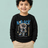 Black Astronaut Graphic Sweatshirt for Boys – Soft Cotton Full Sleeve Winter Wear
