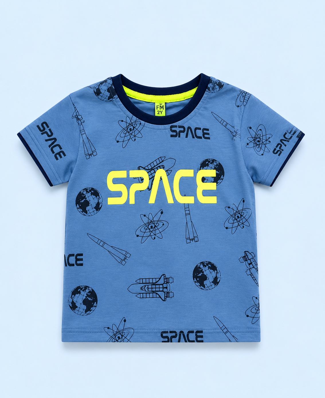Blue Space Graphic T-Shirt for Toddlers – Soft Cotton Summer Tee for Boys BloomUp