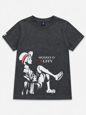 Boys Charcoal Graphic Shirt With Soft Cotton T-Shirt BloomUp