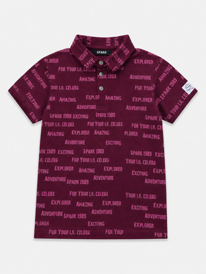 Wine Stylish Playwear Boys  Soft Cotton T-Shirt BloomUp