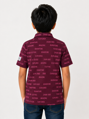 Wine Stylish Playwear Boys  Soft Cotton T-Shirt BloomUp