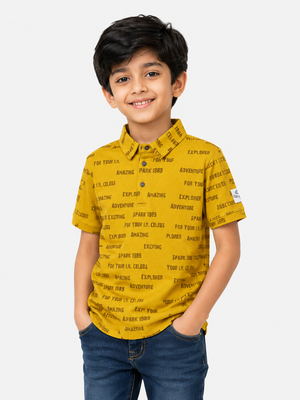 Mustard Trendy Daily Wear Boys Soft Cotton T-Shirt BloomUp