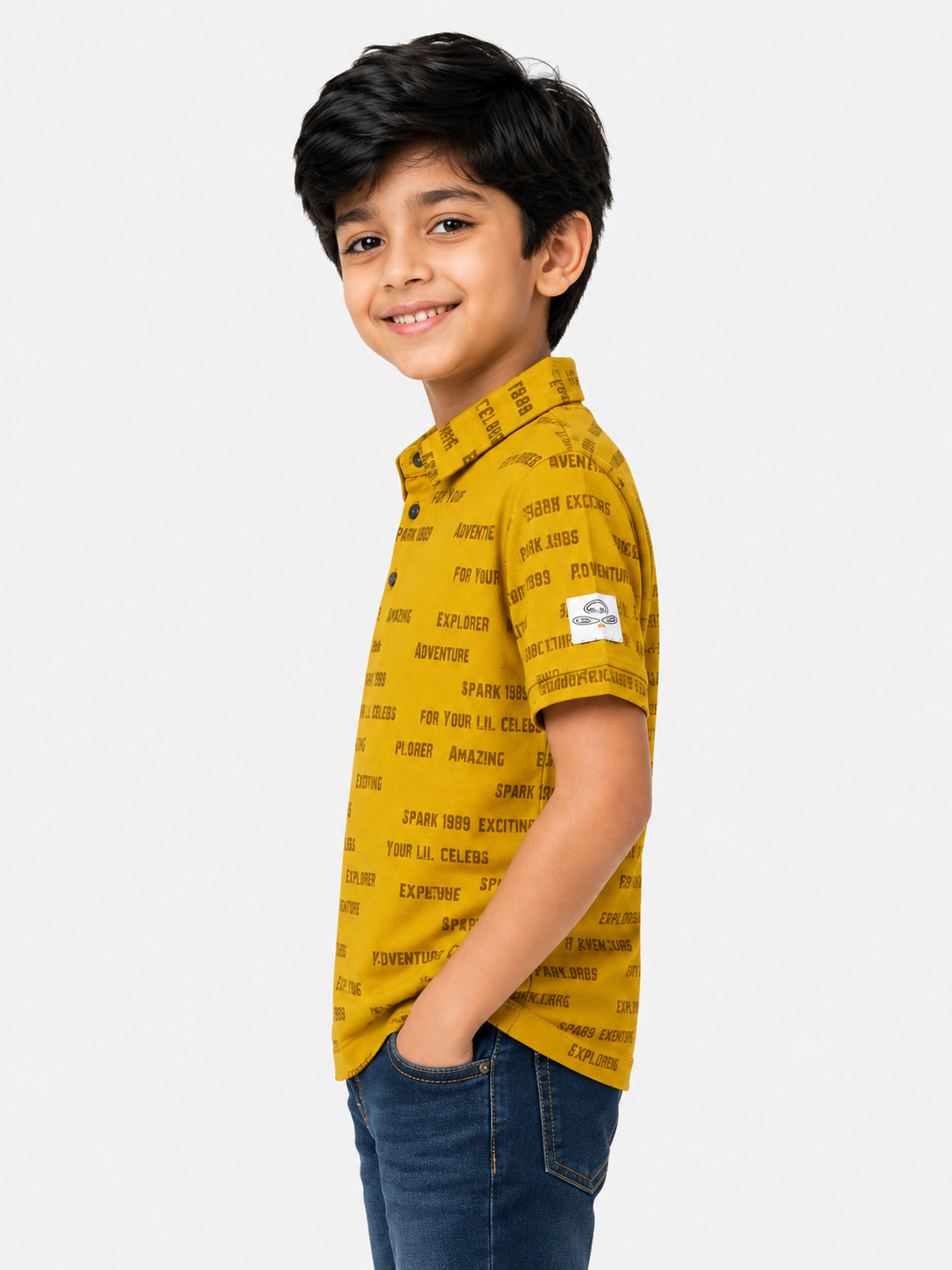 Mustard Trendy Daily Wear Boys Soft Cotton T-Shirt BloomUp