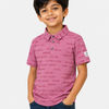 Boys Pink Typography Print Polo T-Shirt – Casual Half Sleeve Cotton Tee