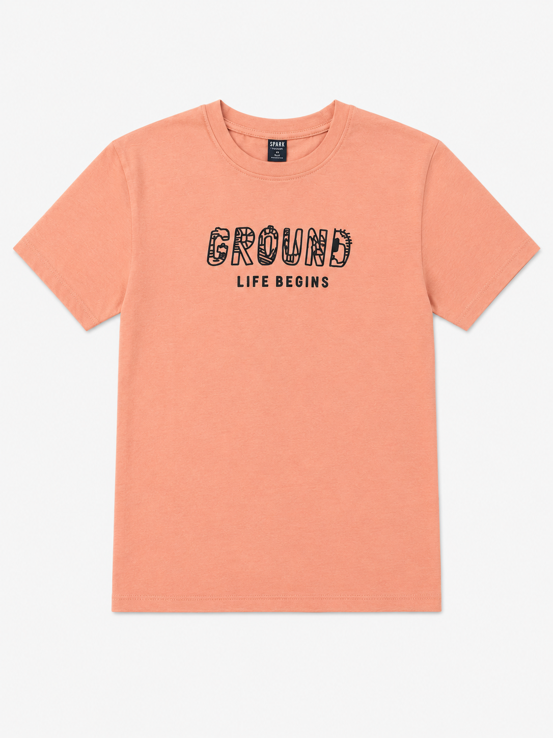 Boys Peach Graphic Shirt With Soft Cotton T-Shirt BloomUp