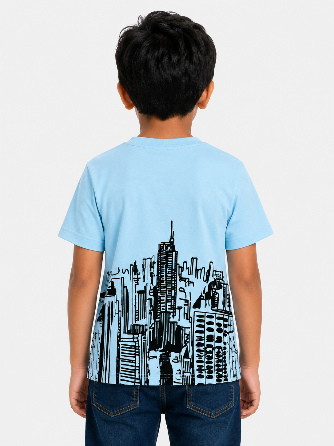 Boys Sky Blue Graphic Shirt Soft Cotton T-Shirt BloomUp