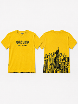 Boys Yellow Graphic Shirt With Soft Cotton T-Shirt BloomUp