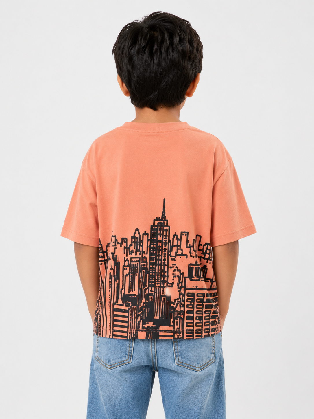 Boys Peach Soft Cotton T-Shirt Casual Fashion Kids Wear BloomUp