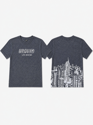 Stylish Boys Charcoal Graphic Shirt With Soft Cotton T-Shirt BloomUp