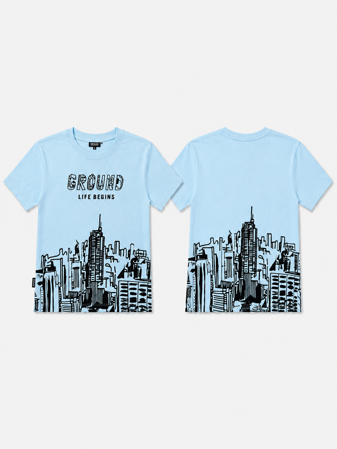 Boys Sky Blue Graphic Shirt Soft Cotton T-Shirt BloomUp