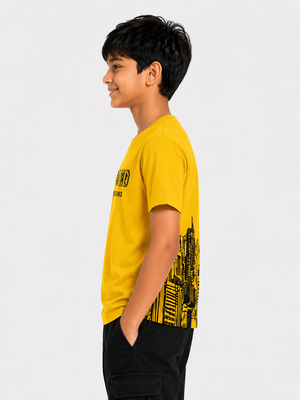 Boys Yellow Graphic Shirt With Soft Cotton T-Shirt BloomUp
