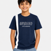 Boys Navy Blue Typography Cotton T-Shirt – “GROUND LIFE BEGINS” Casual Half Sleeve Tee
