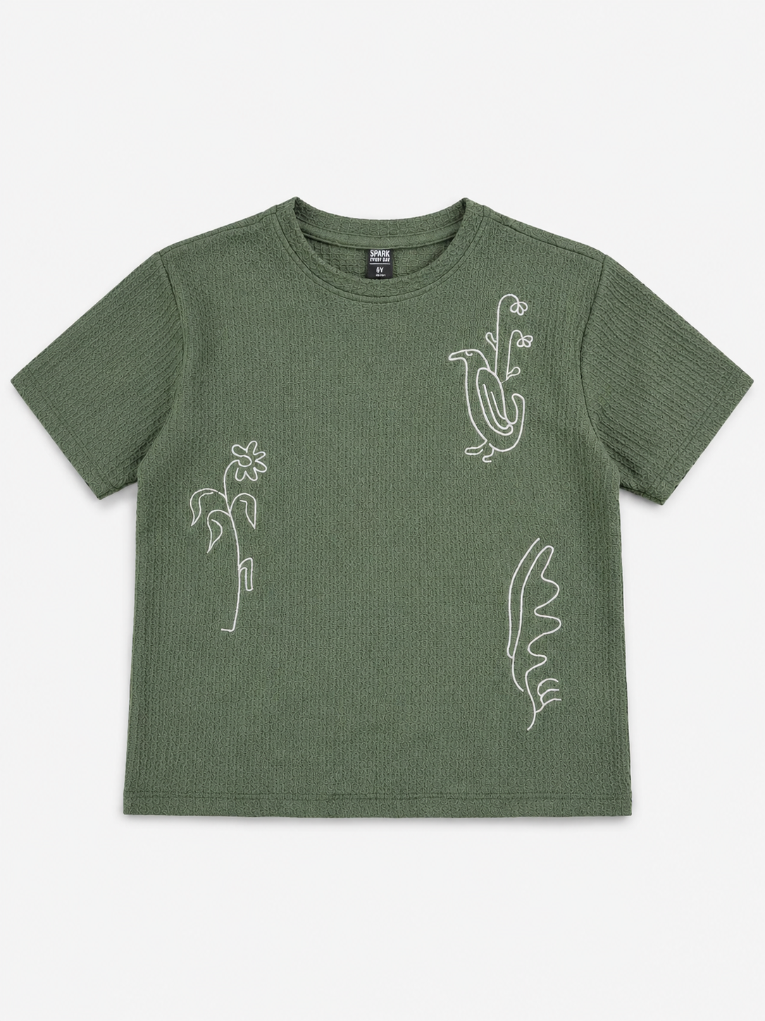 Boys Olive Graphic Shirt With Soft Cotton T-Shirt BloomUp