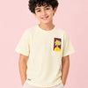 Boys Cream Textured Cotton T-Shirt – Tropical Graphic Casual Half Sleeve Tee