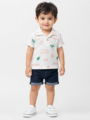 Boys White Soft Cotton T-Shirt Casual Fashion Kids Wear BloomUp
