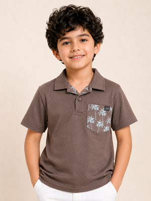 Brown Trendy Daily Wear Boys Soft Cotton T-Shirt BloomUp