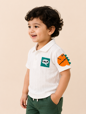 White Kids Polo T-Shirt for Older Boys BloomUp