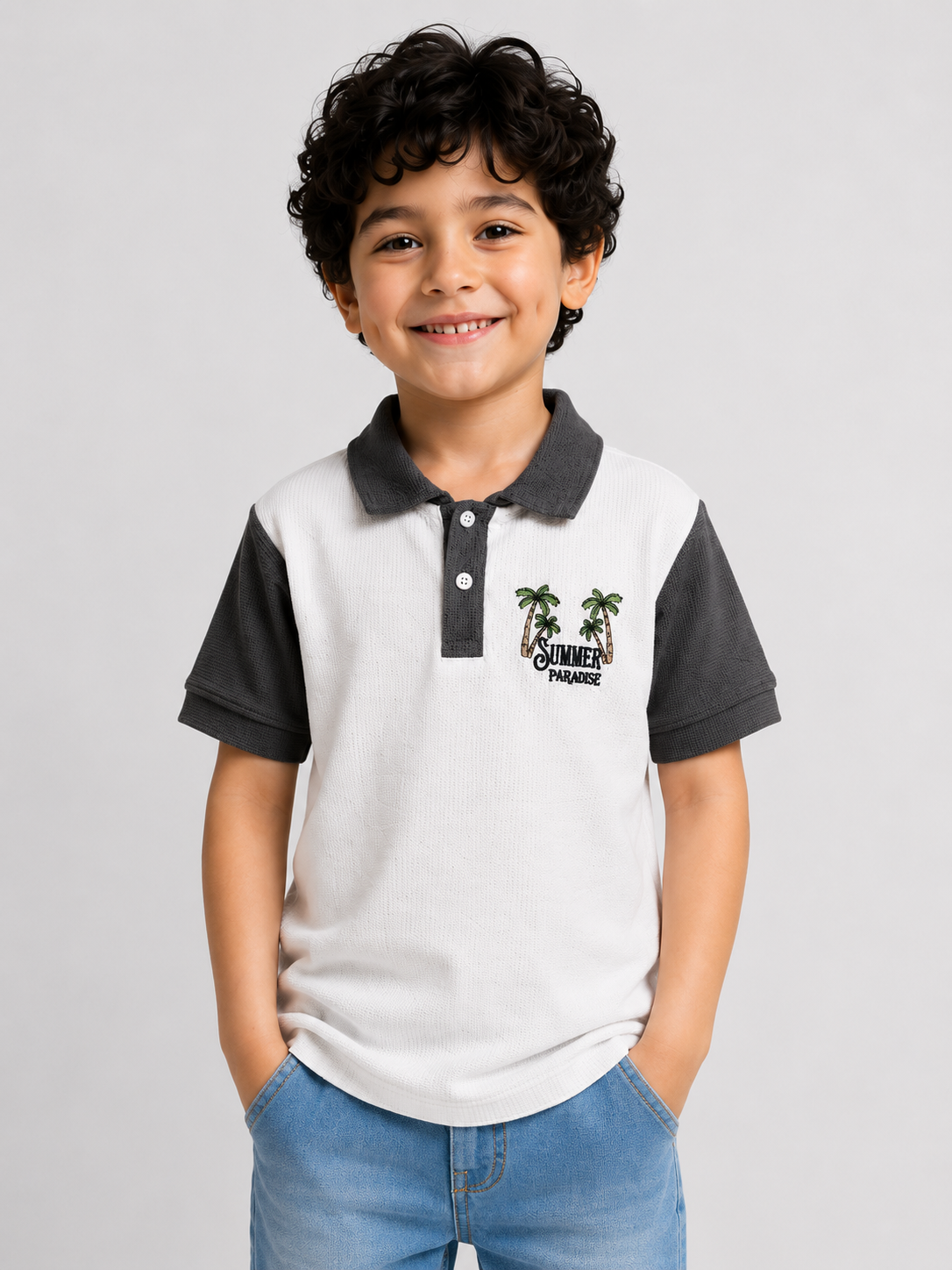 Grey Polo T-Shirt for Older Boys & Kids BloomUp