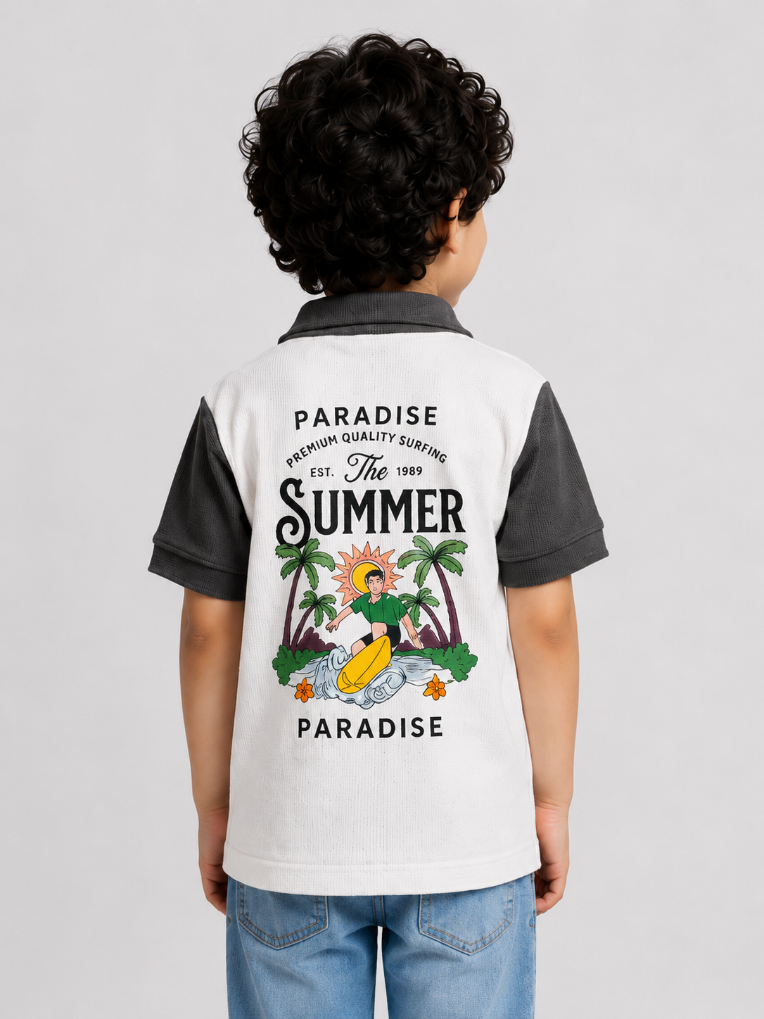Grey Polo T-Shirt for Older Boys & Kids BloomUp