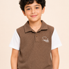 Boys Brown Textured Polo T-Shirt – Spark 1989 Casual Half Sleeve Tee