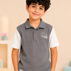 Boys Dark Grey Textured Polo T-Shirt – Spark 1989 Casual Half Sleeve Tee