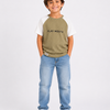 Boys Olive Green & White Raglan Textured Cotton T-Shirt – PLAY MOUTH Casual Tee
