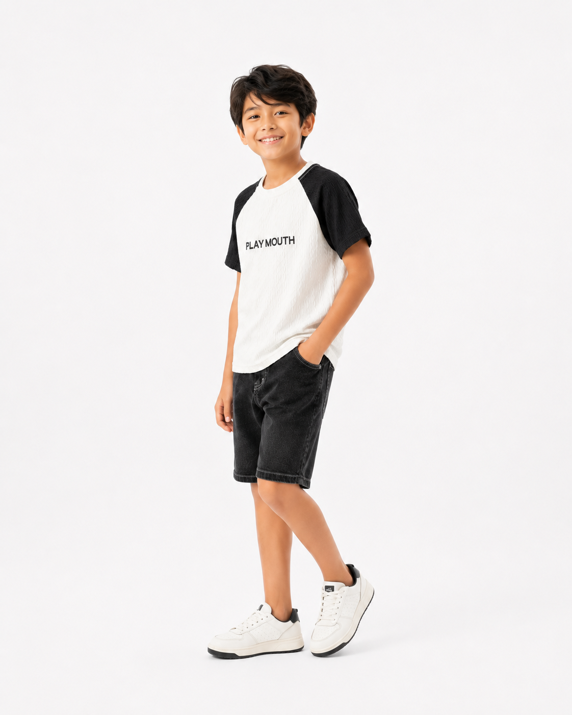 White Stylish Playwear Boys  Soft Cotton T-Shirt BloomUp