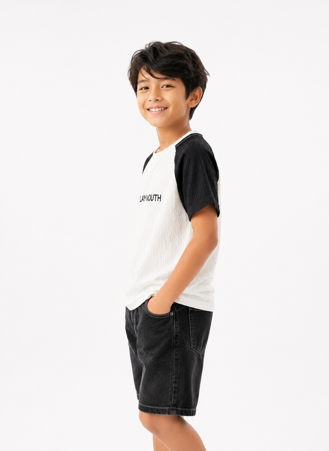 White Stylish Playwear Boys  Soft Cotton T-Shirt BloomUp