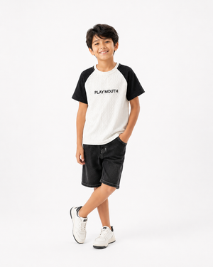 White Stylish Playwear Boys  Soft Cotton T-Shirt BloomUp
