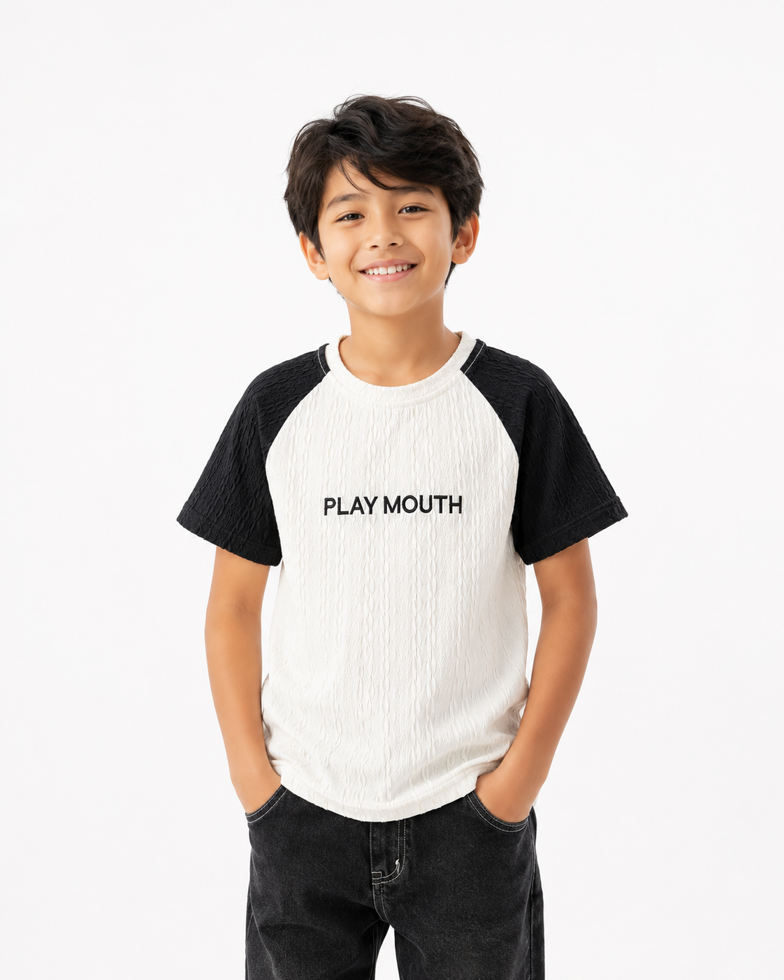 White Stylish Playwear Boys  Soft Cotton T-Shirt BloomUp