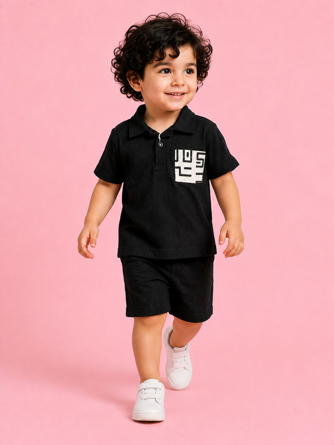 Boys Black Graphic T Shirt & Shorts Set Kidswear Cotton BloomUp