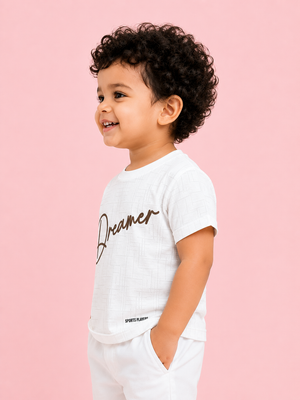 Boys White Soft Cotton T-Shirt Casual Fashion Kids Wear BloomUp
