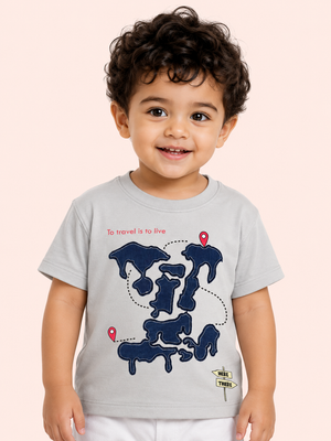 Boys Gray Soft Cotton T-Shirt Casual Fashion Kids Wear BloomUp